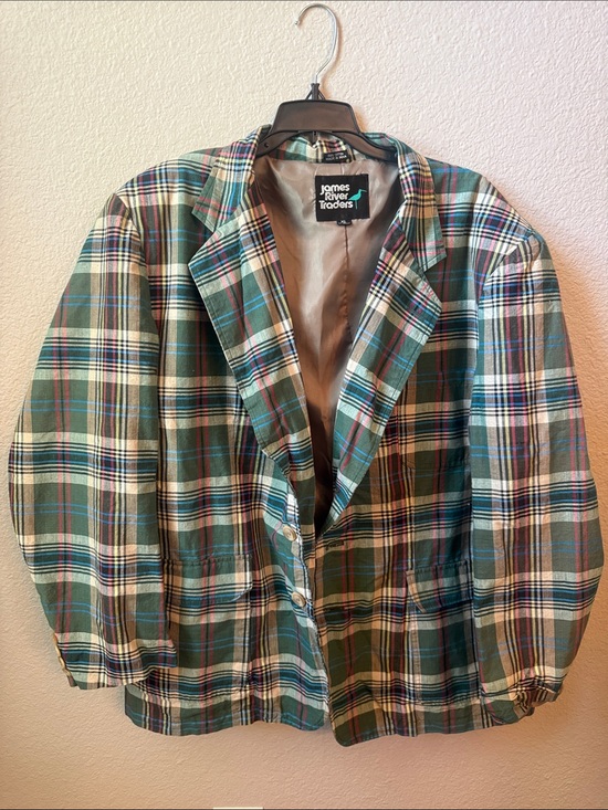 Other - XL Vintage James River Traders Green Plaid Men's Sports Coat Blazer Jacket